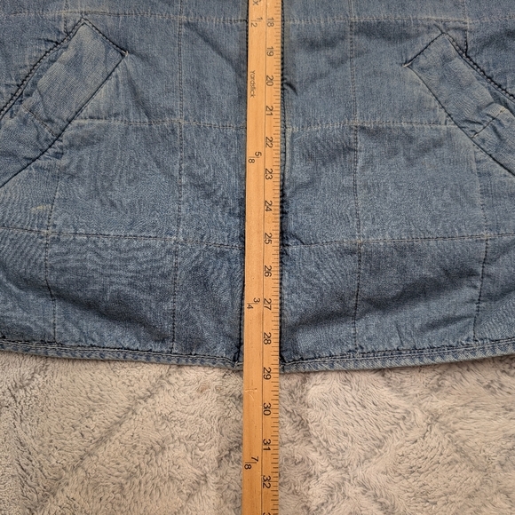 Free People Jacket Womens L Blue Cali Indigo Dolman Quilted Denim Slouchy Zip - Picture 6 of 9